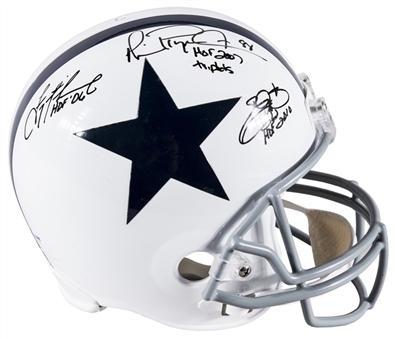 Troy Aikman, Michael Irvin and Emmitt Smith Multi-Signed/Inscribed Full Size Helmet (PSA/DNA)